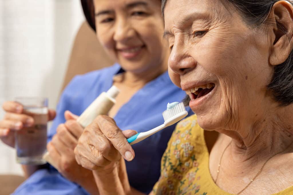 Alzheimer's home care supports safe, consistent daily oral hygiene routines